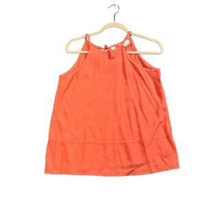 LOFT Halter Tank Top Womens XS Coral Orange Tie Back Lounge Top